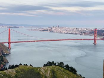 Suspension bridge over river