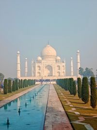 View of historical building the taj mahal against clear sky