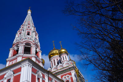 Low angle view of shipka memorial church against sky