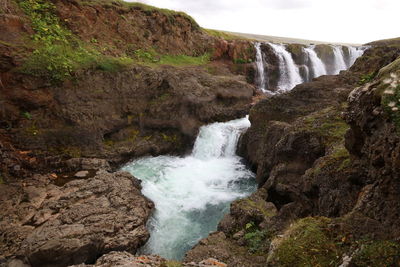 Scenic view of waterfall