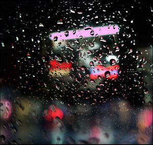 Close-up of water drops on glass