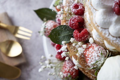 Close-up of strawberries in plate