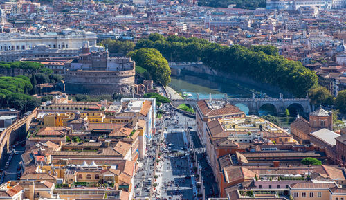 High angle view of town