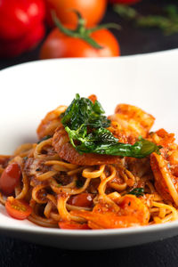 Close-up of pasta in plate