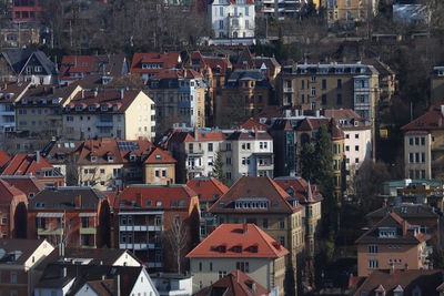 Aerial view of houses in town