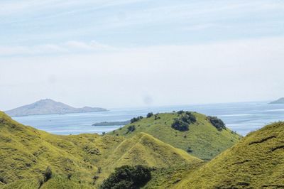 Mountain view with sea background on the western part of flores island, indonesia.