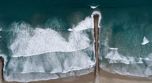 Drone view of sea waves