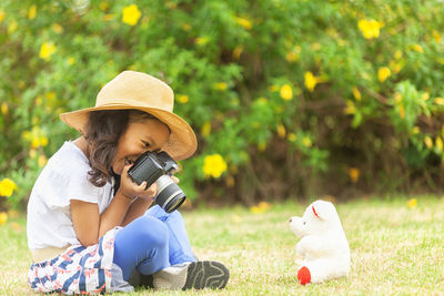 Man photographing with camera