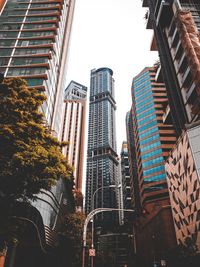 Low angle view of buildings against clear sky