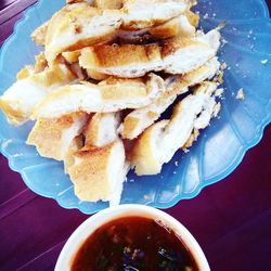 Close-up of bread in plate