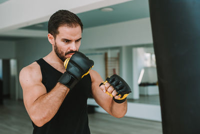 Man working out in gym