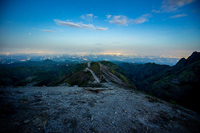 Scenic view of landscape against sky during sunset