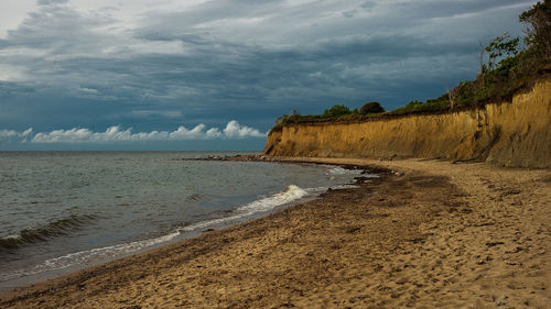 Scenic view of beach against sky