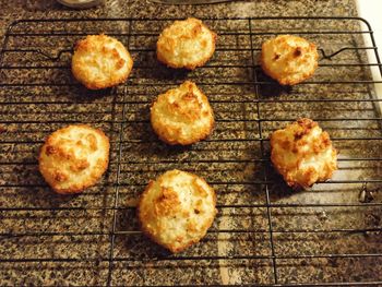 High angle view of cookies