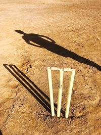 High angle view of shadow on sand