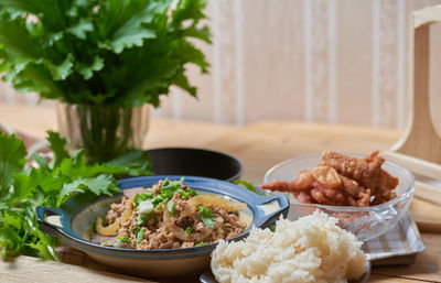 Food served on table