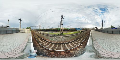 Panoramic shot of railroad tracks against sky