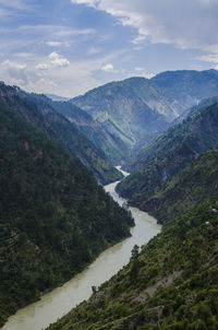 Scenic view of mountains against sky