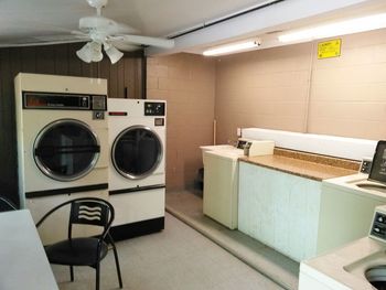 Interior of illuminated laundry room