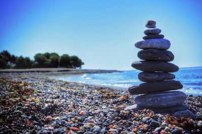 Stack of rocks on shore