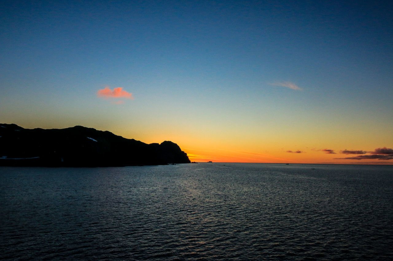 SCENIC VIEW OF SEA AGAINST SKY AT SUNSET