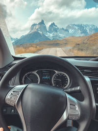 Vintage car in mountains