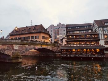 Bridge over river in city in strasbourg 