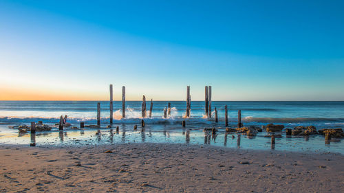 The old jetty ruins on port wilunga beach, south australia
