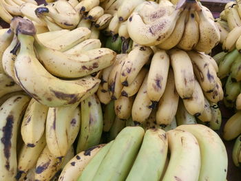 High angle view of bananas at market for sale