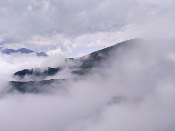 When clouds and fog meet on mountain peak