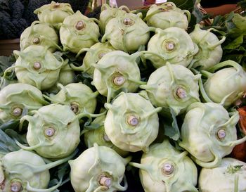 High angle view of vegetables for sale in market