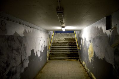 Empty staircase in tunnel