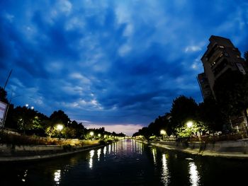 City lit up at dusk