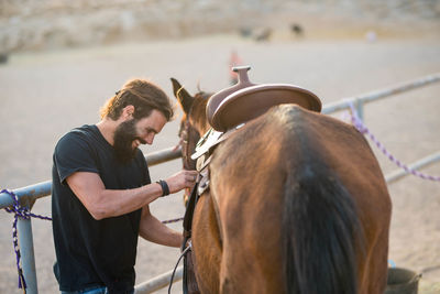 Man riding horse