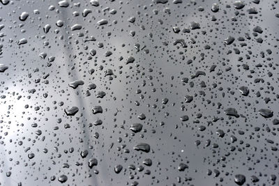 Full frame shot of wet glass window during rainy season