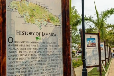 Close-up of information sign