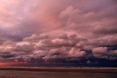 Scenic view of sea against cloudy sky