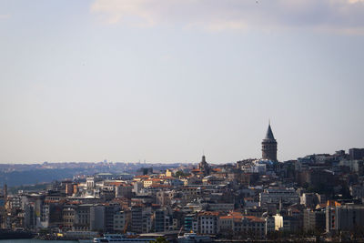 View of townscape against clear sky