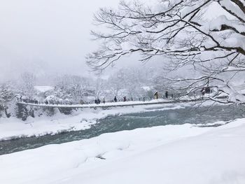 Scenic view of snow covered landscape against sky