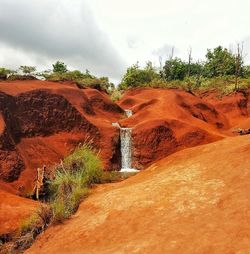 Scenic view of landscape against cloudy sky