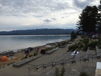 Scenic view of sea against cloudy sky