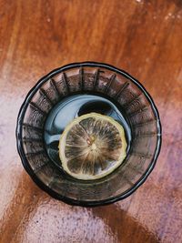 Directly above shot of lemon on table