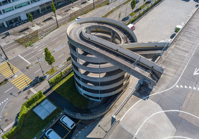 High angle view of city street