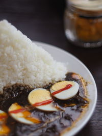 Close-up of food served in plate