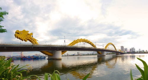 Bridge over river against sky