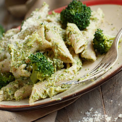 Close-up of pasta in plate on table