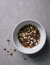 High angle view of food in bowl on table