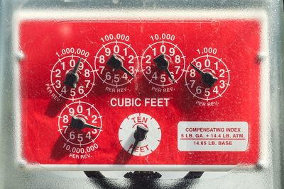 Close-up of text on red wall