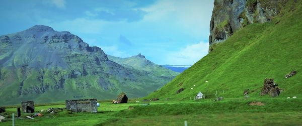 Panoramic view of mountains against sky