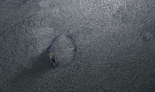 Directly above shot of boat in sea